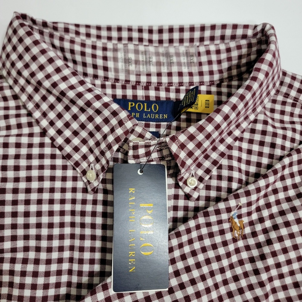 NWT Polo Ralph Lauren Mens Shirt 3XB Gingham Flesh Pony Long Sleeve Button Down